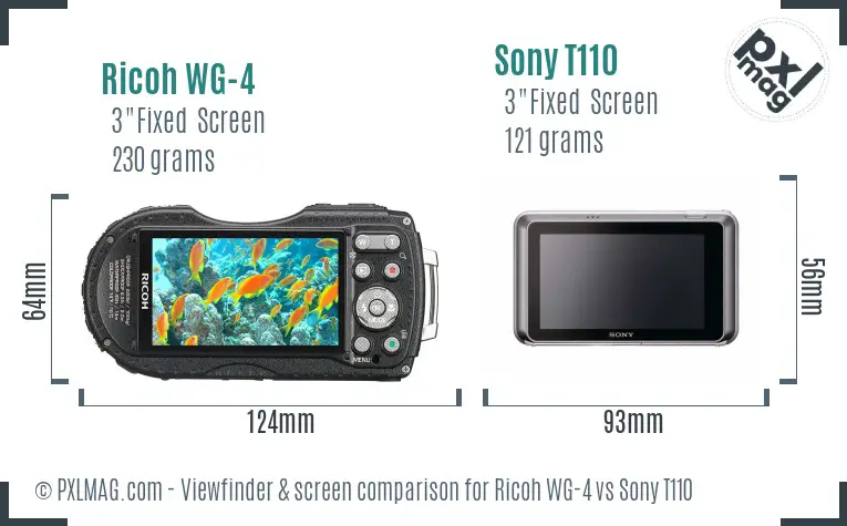 Ricoh WG-4 vs Sony T110 Screen and Viewfinder comparison