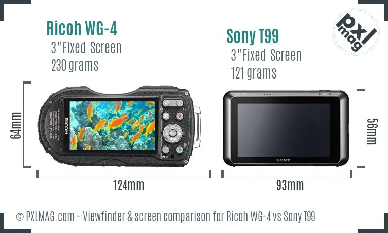 Ricoh WG-4 vs Sony T99 Screen and Viewfinder comparison