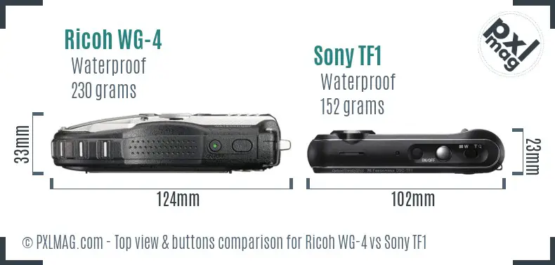 Ricoh WG-4 vs Sony TF1 top view buttons comparison