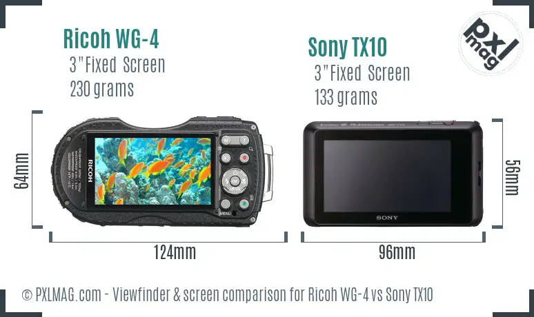 Ricoh WG-4 vs Sony TX10 Screen and Viewfinder comparison