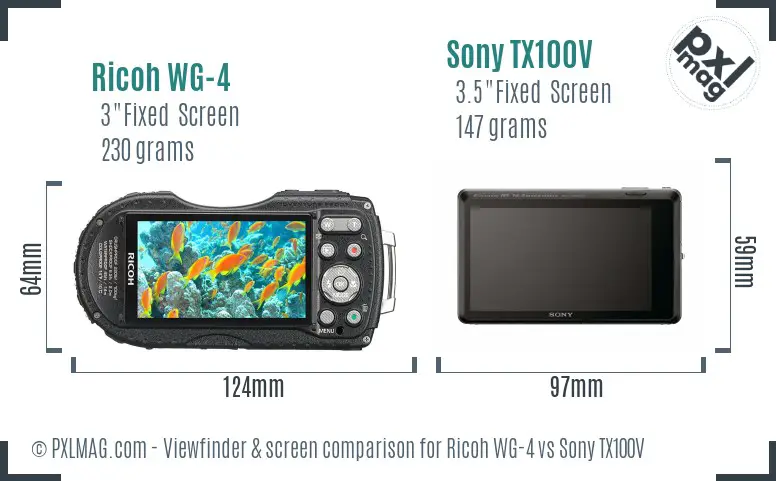 Ricoh WG-4 vs Sony TX100V Screen and Viewfinder comparison