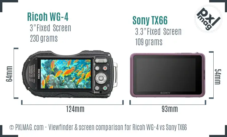 Ricoh WG-4 vs Sony TX66 Screen and Viewfinder comparison