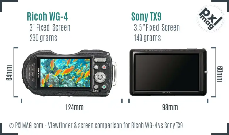 Ricoh WG-4 vs Sony TX9 Screen and Viewfinder comparison