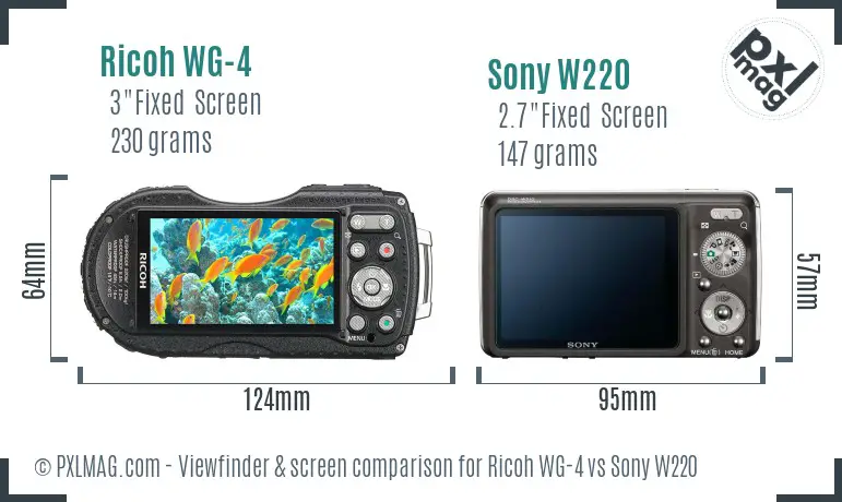 Ricoh WG-4 vs Sony W220 Screen and Viewfinder comparison