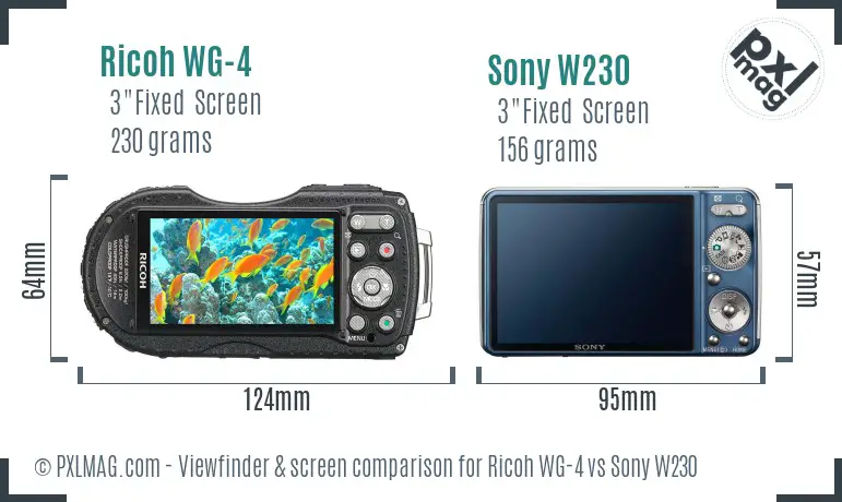 Ricoh WG-4 vs Sony W230 Screen and Viewfinder comparison