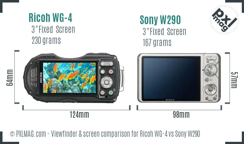 Ricoh WG-4 vs Sony W290 Screen and Viewfinder comparison