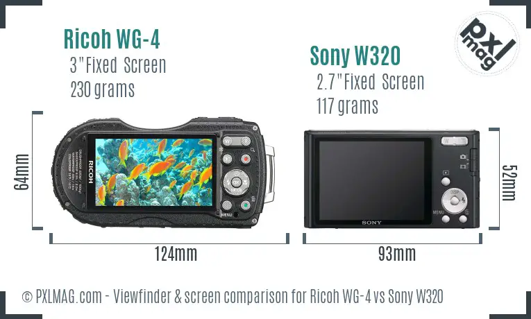 Ricoh WG-4 vs Sony W320 Screen and Viewfinder comparison