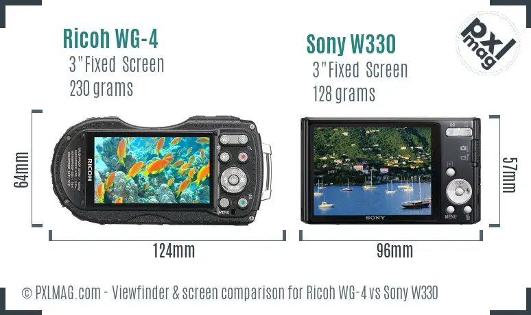 Ricoh WG-4 vs Sony W330 Screen and Viewfinder comparison