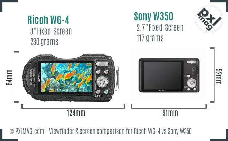 Ricoh WG-4 vs Sony W350 Screen and Viewfinder comparison