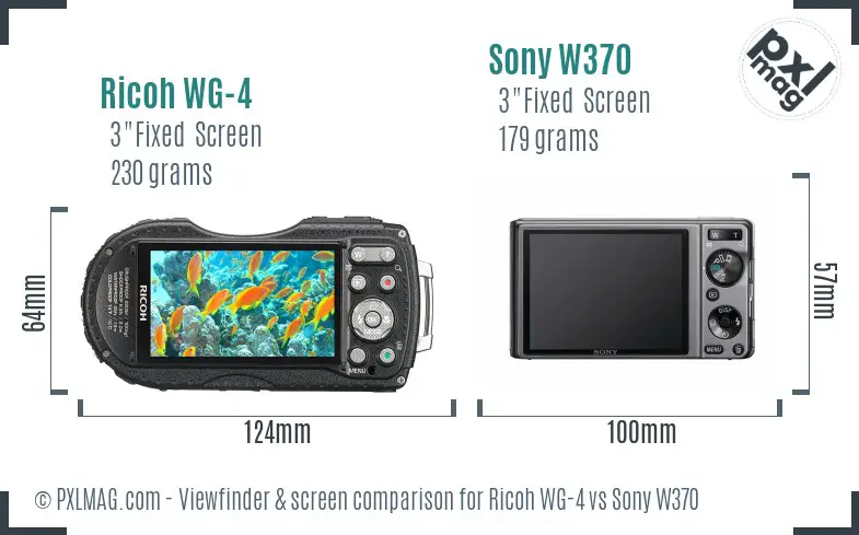 Ricoh WG-4 vs Sony W370 Screen and Viewfinder comparison