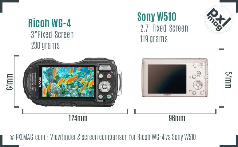 Ricoh WG-4 vs Sony W510 Screen and Viewfinder comparison