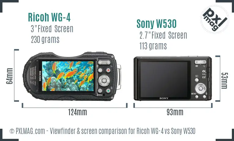 Ricoh WG-4 vs Sony W530 Screen and Viewfinder comparison