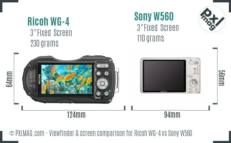 Ricoh WG-4 vs Sony W560 Screen and Viewfinder comparison