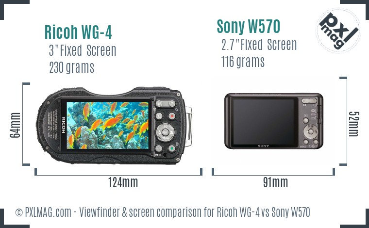 Ricoh WG-4 vs Sony W570 Screen and Viewfinder comparison