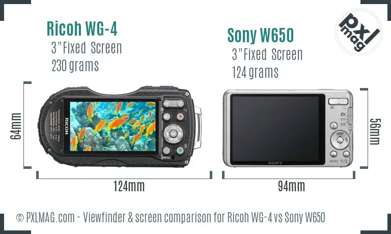 Ricoh WG-4 vs Sony W650 Screen and Viewfinder comparison