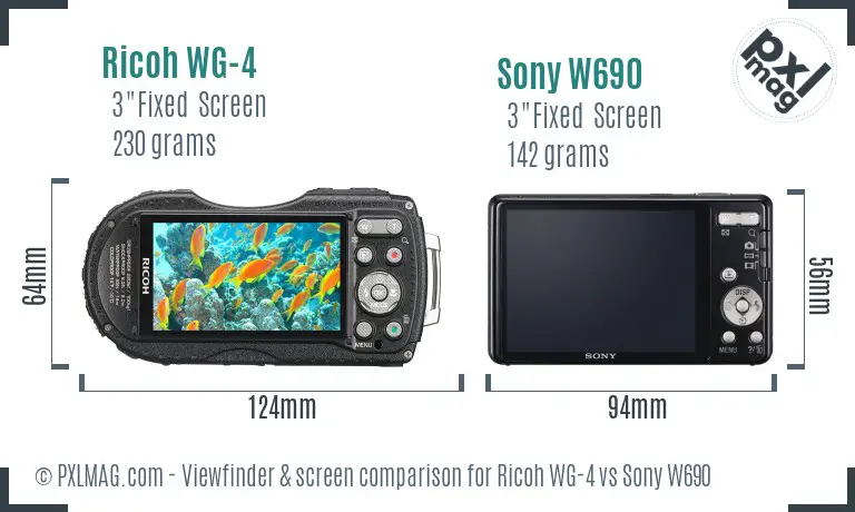 Ricoh WG-4 vs Sony W690 Screen and Viewfinder comparison