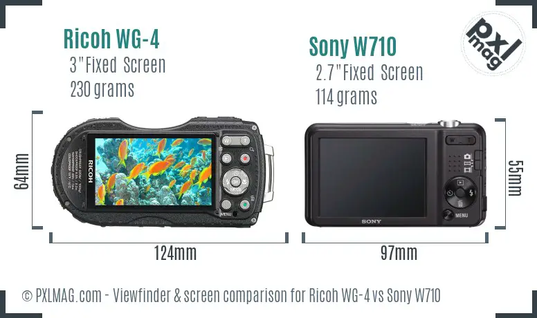 Ricoh WG-4 vs Sony W710 Screen and Viewfinder comparison
