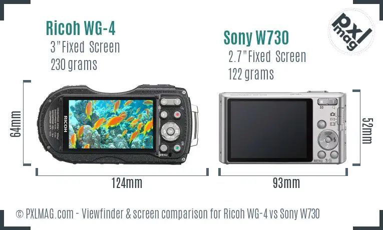 Ricoh WG-4 vs Sony W730 Screen and Viewfinder comparison