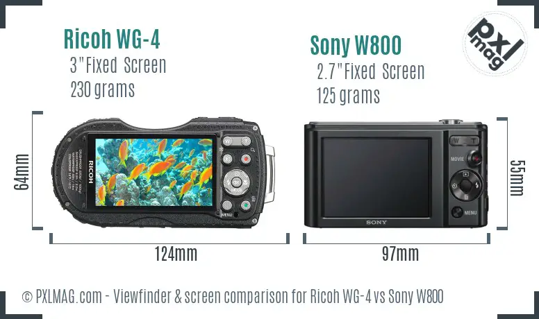 Ricoh WG-4 vs Sony W800 Screen and Viewfinder comparison