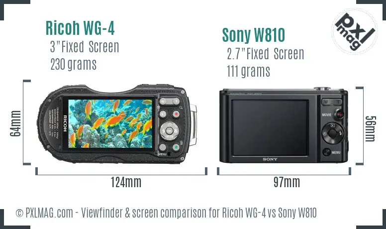 Ricoh WG-4 vs Sony W810 Screen and Viewfinder comparison