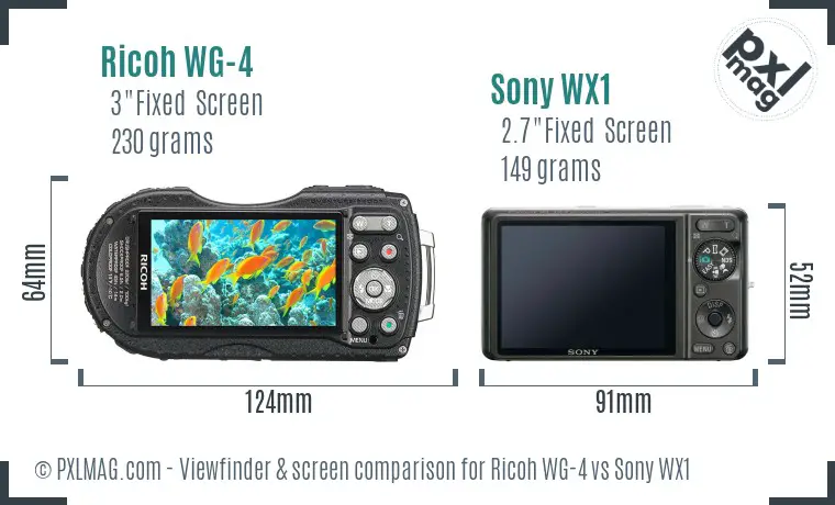 Ricoh WG-4 vs Sony WX1 Screen and Viewfinder comparison