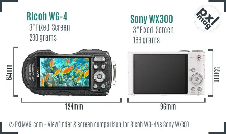 Ricoh WG-4 vs Sony WX300 Screen and Viewfinder comparison