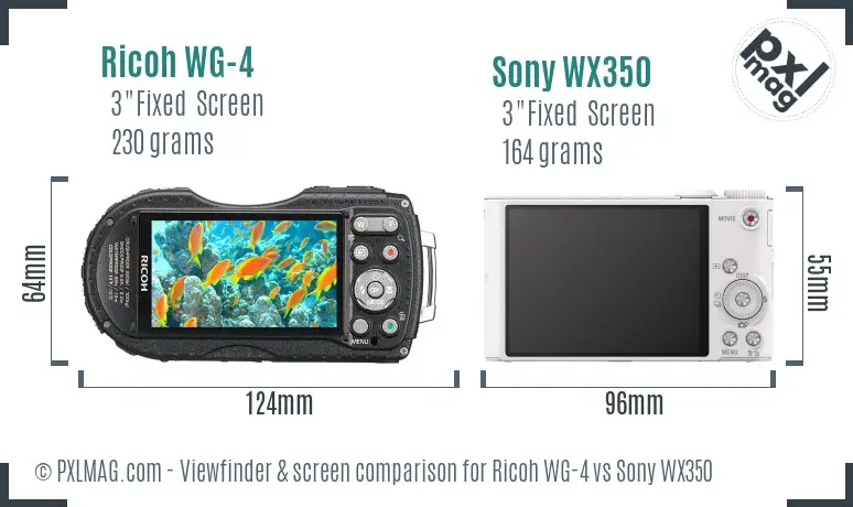 Ricoh WG-4 vs Sony WX350 Screen and Viewfinder comparison