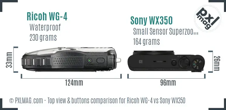 Ricoh WG-4 vs Sony WX350 top view buttons comparison