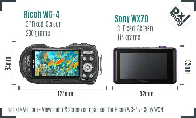 Ricoh WG-4 vs Sony WX70 Screen and Viewfinder comparison