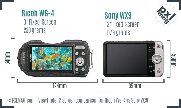 Ricoh WG-4 vs Sony WX9 Screen and Viewfinder comparison