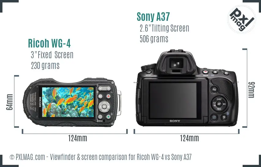 Ricoh WG-4 vs Sony A37 Screen and Viewfinder comparison