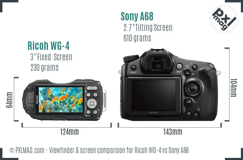 Ricoh WG-4 vs Sony A68 Screen and Viewfinder comparison