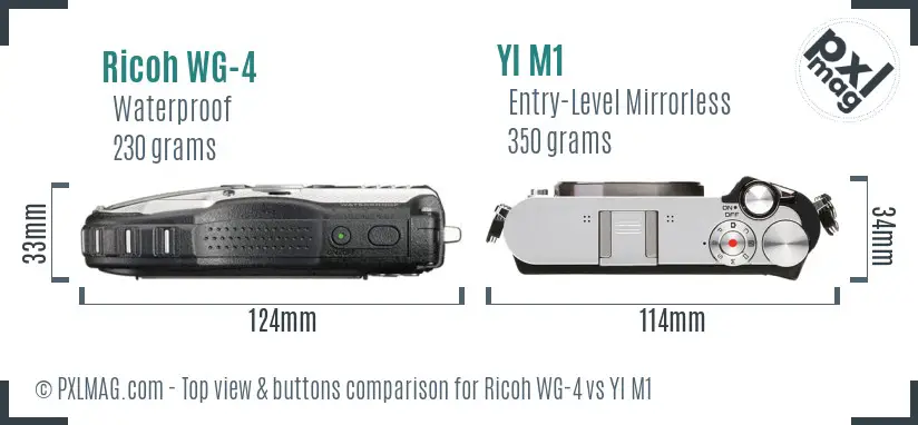 Ricoh WG-4 vs YI M1 top view buttons comparison