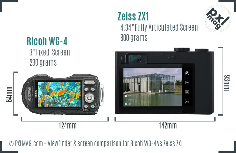 Ricoh WG-4 vs Zeiss ZX1 Screen and Viewfinder comparison