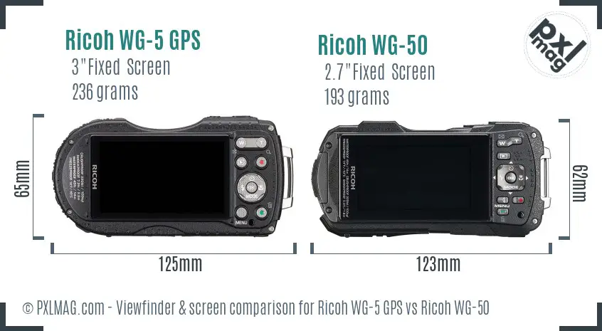 Ricoh WG-5 GPS vs Ricoh WG-50 Screen and Viewfinder comparison