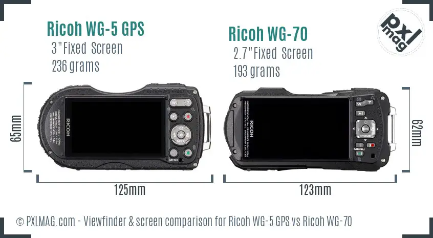 Ricoh WG-5 GPS vs Ricoh WG-70 Screen and Viewfinder comparison
