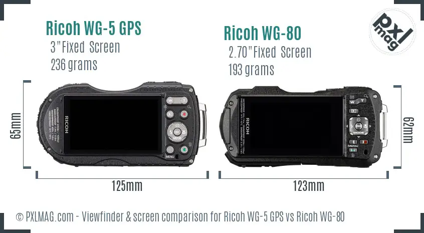 Ricoh WG-5 GPS vs Ricoh WG-80 Screen and Viewfinder comparison