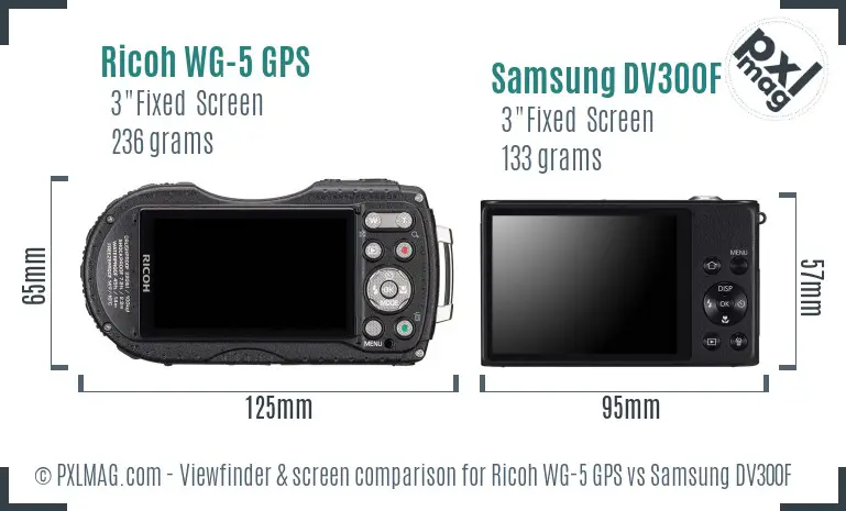 Ricoh WG-5 GPS vs Samsung DV300F Screen and Viewfinder comparison