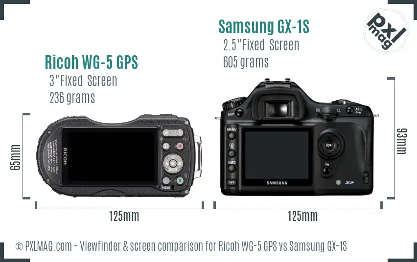 Ricoh WG-5 GPS vs Samsung GX-1S Screen and Viewfinder comparison