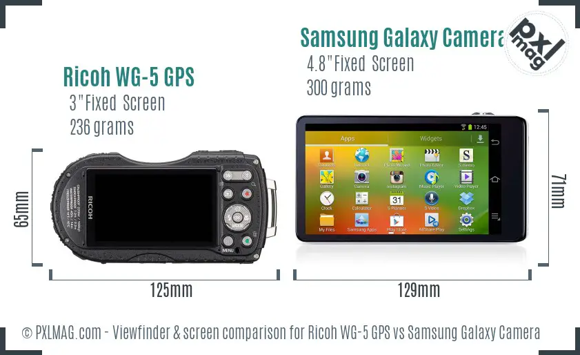 Ricoh WG-5 GPS vs Samsung Galaxy Camera Screen and Viewfinder comparison