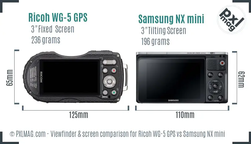 Ricoh WG-5 GPS vs Samsung NX mini Screen and Viewfinder comparison