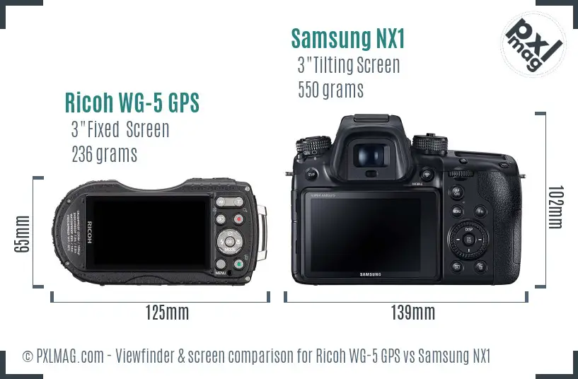 Ricoh WG-5 GPS vs Samsung NX1 Screen and Viewfinder comparison
