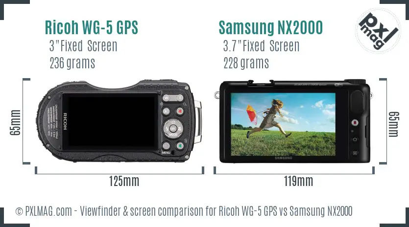 Ricoh WG-5 GPS vs Samsung NX2000 Screen and Viewfinder comparison