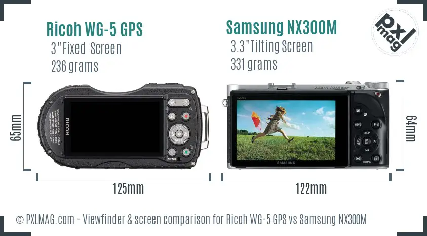 Ricoh WG-5 GPS vs Samsung NX300M Screen and Viewfinder comparison