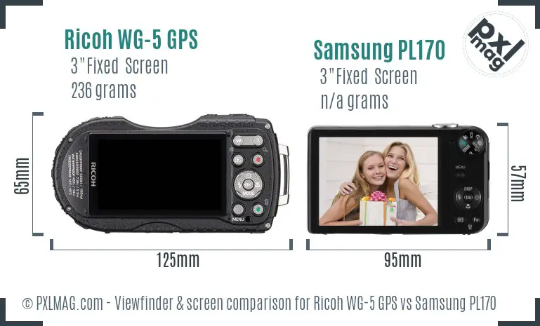 Ricoh WG-5 GPS vs Samsung PL170 Screen and Viewfinder comparison