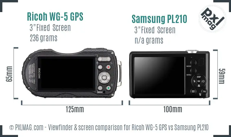 Ricoh WG-5 GPS vs Samsung PL210 Screen and Viewfinder comparison Ricoh WG-5 GPS vs Samsung PL210 Screen and Viewfinder comparison