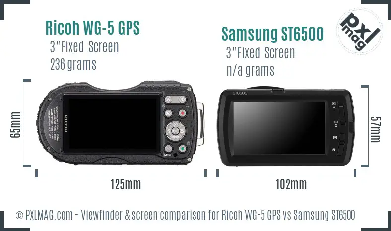 Ricoh WG-5 GPS vs Samsung ST6500 Screen and Viewfinder comparison