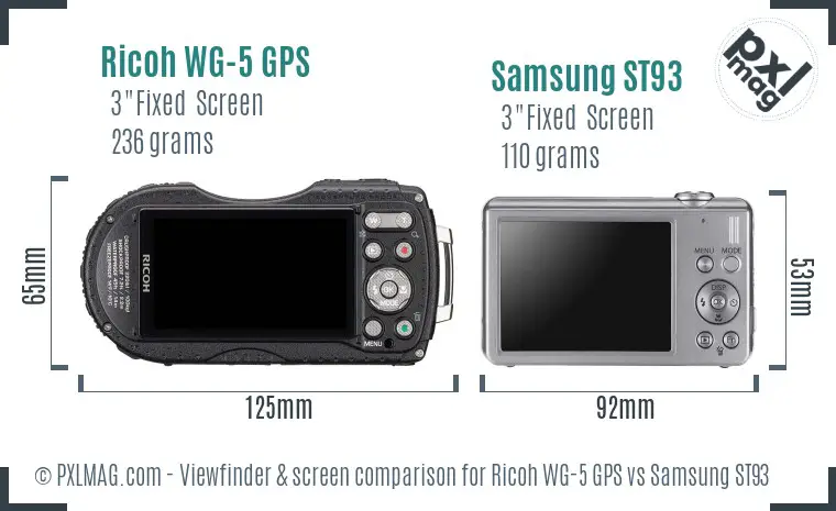 Ricoh WG-5 GPS vs Samsung ST93 Screen and Viewfinder comparison Ricoh WG-5 GPS vs Samsung ST93 Screen and Viewfinder comparison