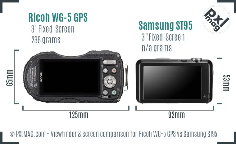 Ricoh WG-5 GPS vs Samsung ST95 Screen and Viewfinder comparison Ricoh WG-5 GPS vs Samsung ST95 Screen and Viewfinder comparison