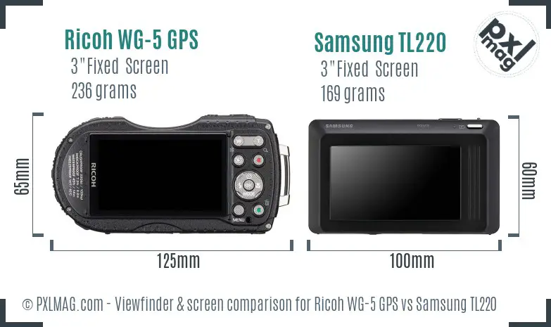 Ricoh WG-5 GPS vs Samsung TL220 Screen and Viewfinder comparison